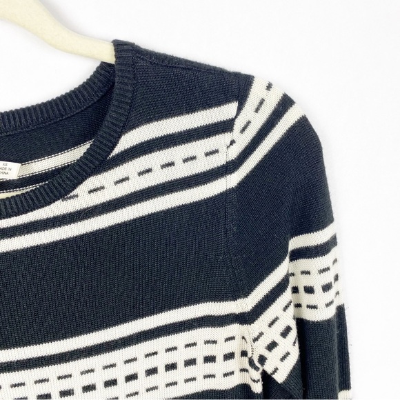 Eliza J Womens Striped Knit Fit and Flare Sweater Dress Black White Size XS - Picture 7 of 7
